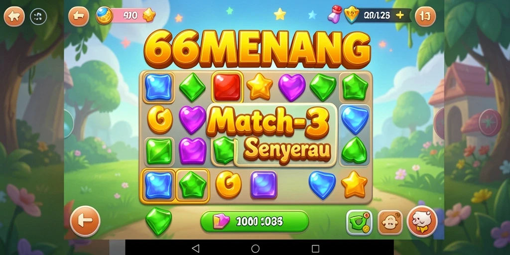 Gameplay seru di 66MENANG dengan tantangan mencocokkan permata.
