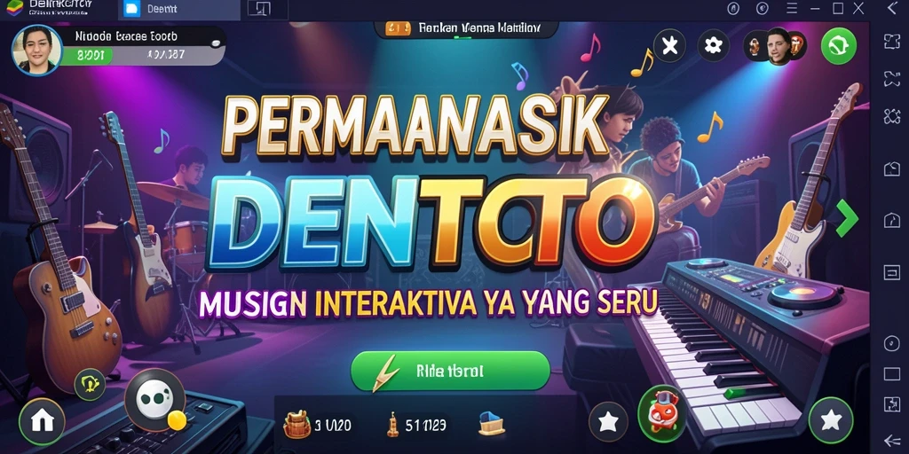 Screenshot DENTOTO menampilkan pengguna terlibat dalam permainan musik.