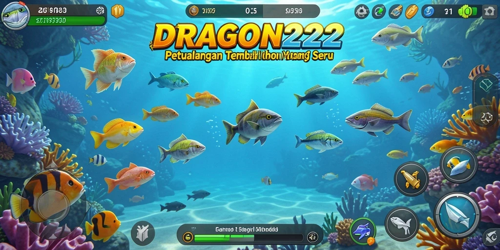 Tampilan gameplay DRAGON222 dengan ikan berwarna-warni yang menarik.