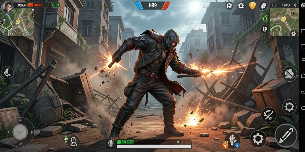 Screenshot dari gameplay H89 yang menampilkan aksi seru dan karakter berani.