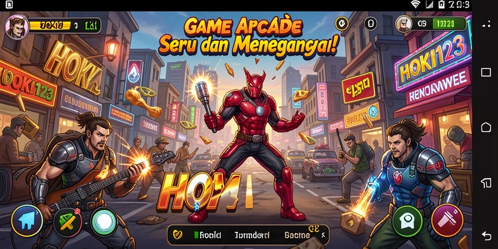 Tampilan seru dalam gameplay HOKI123 yang menampilkan aksi arcade.