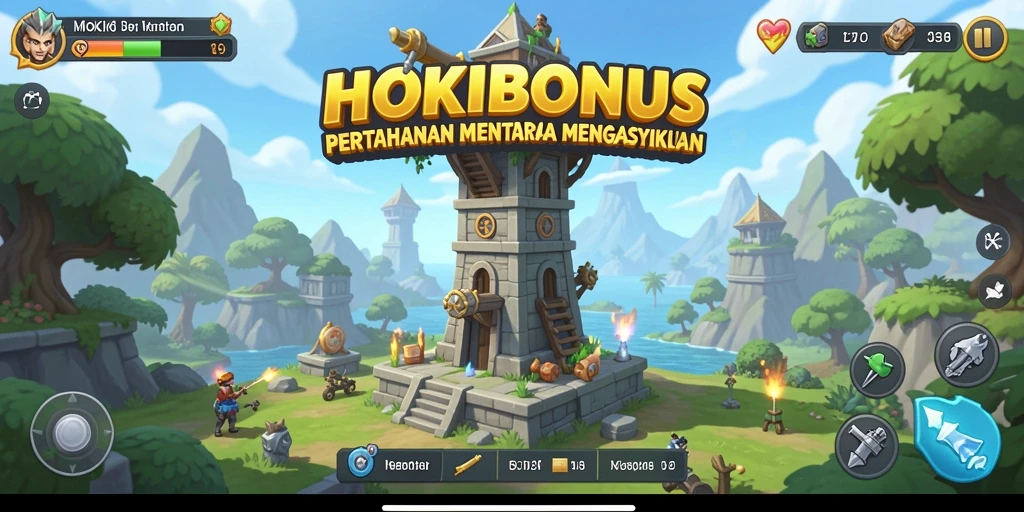 Tampilan gameplay menara pertahanan yang seru di HOKIBONUS.