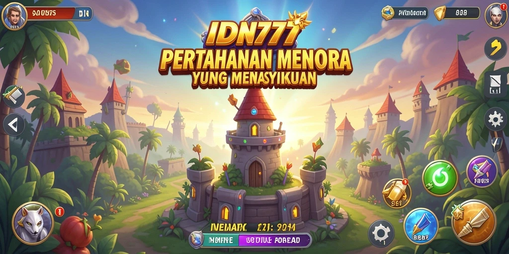 Screenshot gameplay IDN777 menampilkan aksi seru dalam Tower Defense.