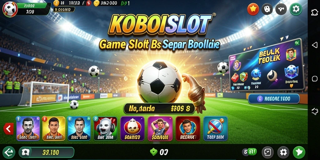 Screenshot KOBOISLOT menampilkan pemain yang bersemangat dalam permainan slot sepak bola.