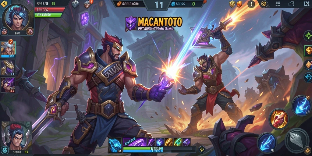 Tampilan seru dari gameplay <strong>MACANTOTO</strong> dalam arena pertarungan.
