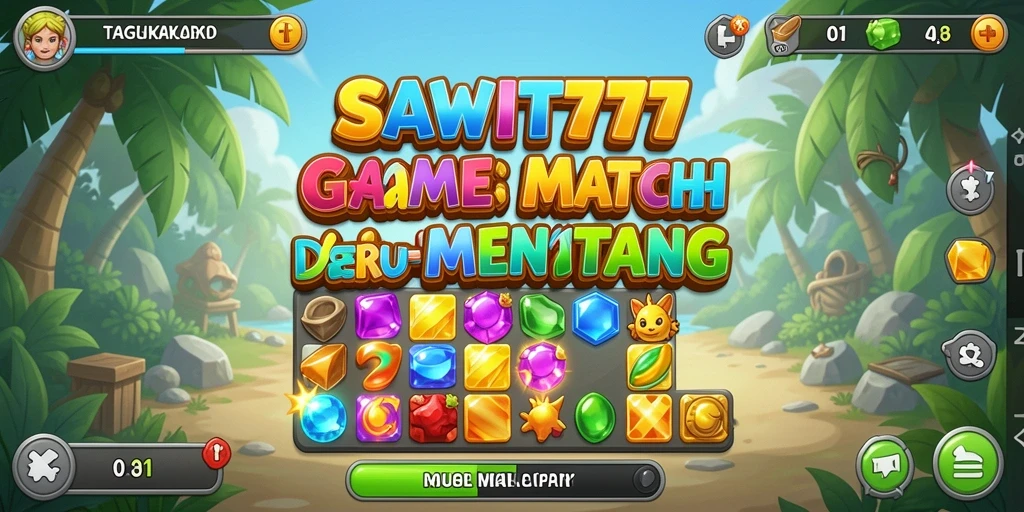 Gameplay Match-3 seru dalam SAWIT777 dengan grafis menarik.
